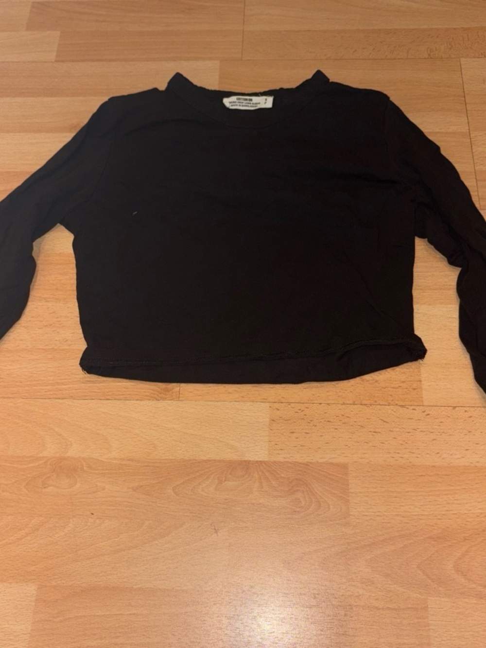Cotton On Black Long Sleeve Crop Tee - Picture 1 of 1